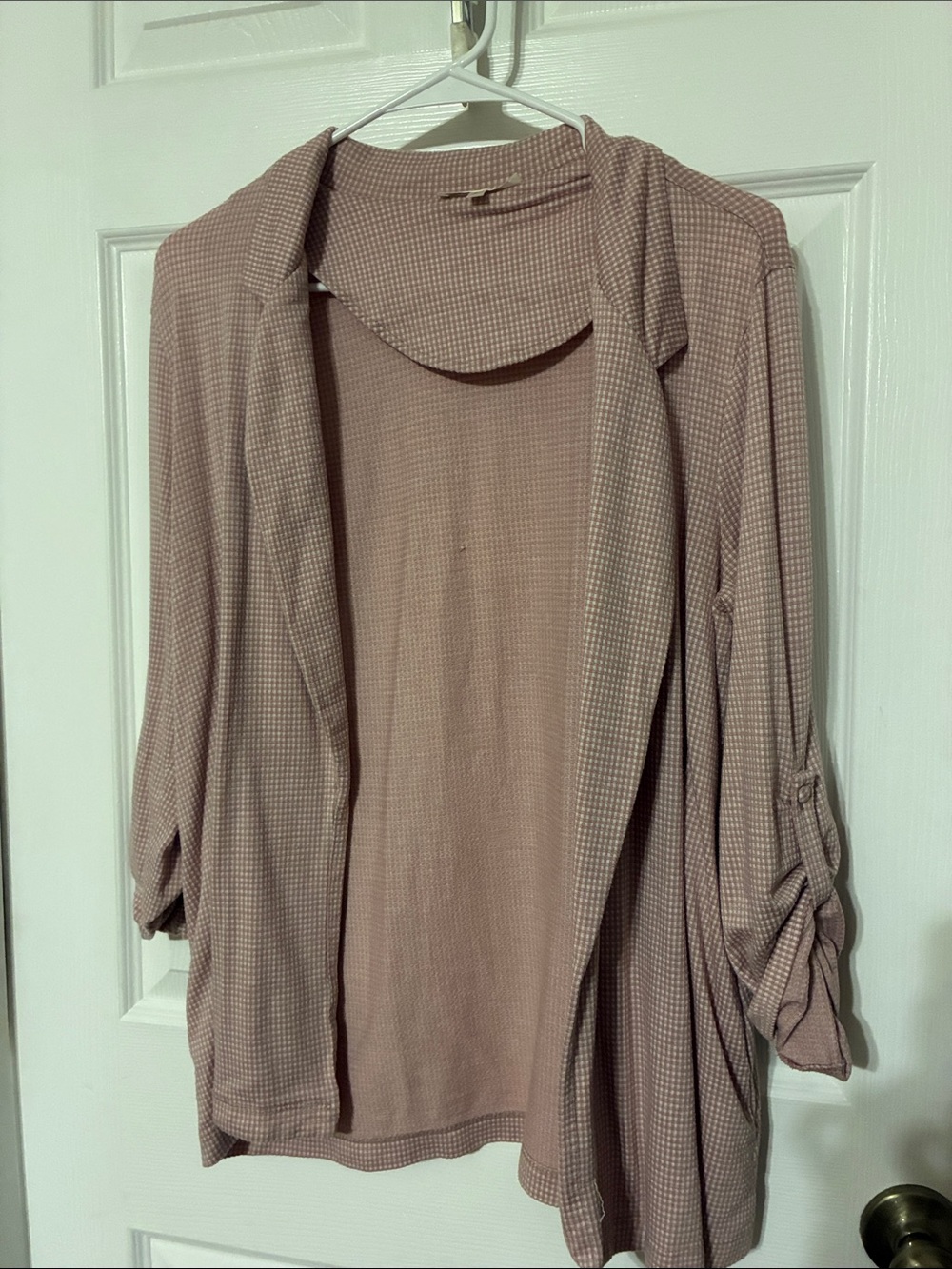 Andree Mauve Open Waffle Knit Cardigan